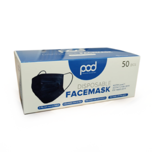 POD Disposable Face Masks, Black, 50 pcs/box