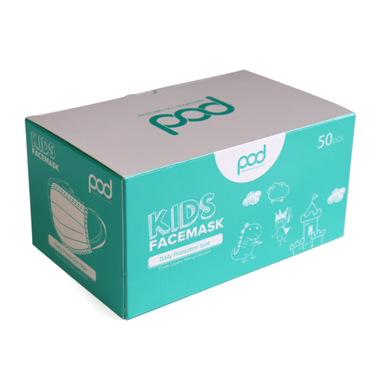 POD Kids 3-ply Face Masks, 50pcs/box